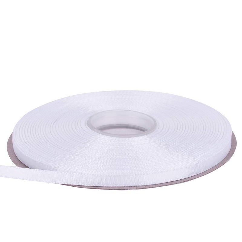 Ribest 1/4 inch White Double Face Satin Ribbon 50 Yards Per Roll for Bouquet Gift Wrapping Hair Accessories Wedding Birthday - Image 4